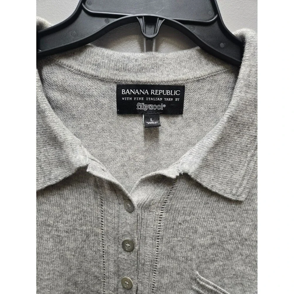 Banana Republic Flipucci Fine Italian Yarn Merino Wool Cashmere Blend Mens Polo